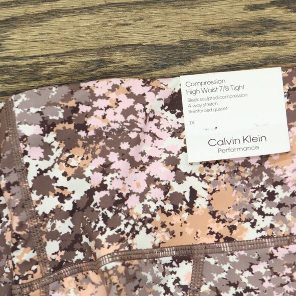 NWT Calvin Klein Printed High-Waist 7/8 Leggings Conceal Creamsicle Brown 1X - Picture 7 of 7